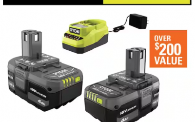 Ryobi ONE+ 4 Ah 2-Pack, Charger, and Your Choice Of A Tool